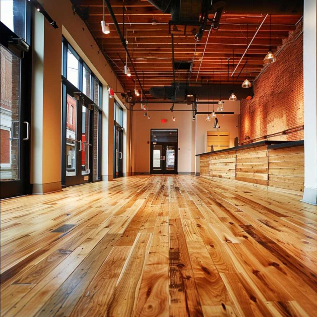 Oak hardwood floors in a modern kitchen